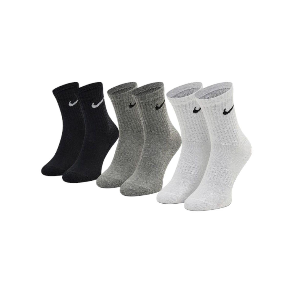 Nike Everyday Cotton Cushion Crew SX7664-964 Unisex Κάλτσες (3 Pack) White-Grey-Black