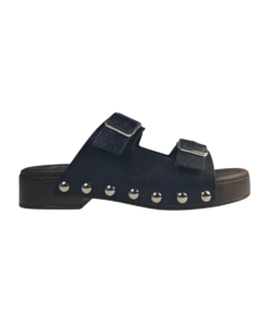 Fresia 591-01 Γυναικείο Δερμάτινο Mule σε Μαύρο Χρώμα