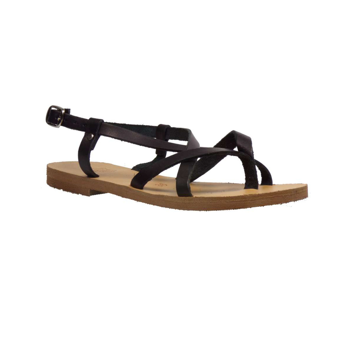 Tsimpolis shoes 8 Δερμάτινo Πέδιλo Μαύρo
