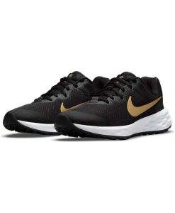 nike revolution 6 gynaikeio mayro xryso