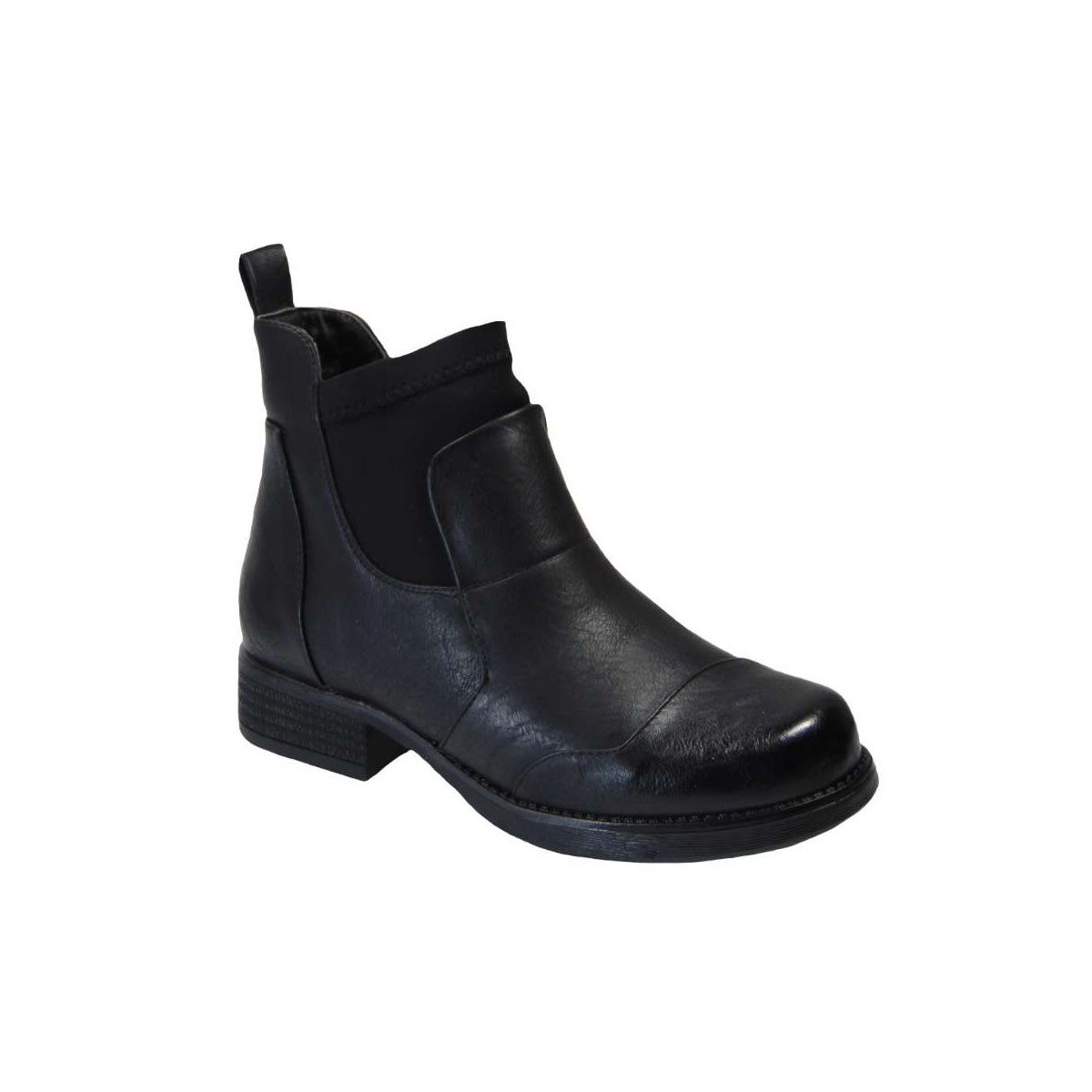 Tsimpolis Shoes ZX1-10 Μποτάκι Από Τεχνόδερμα Μαύρο
