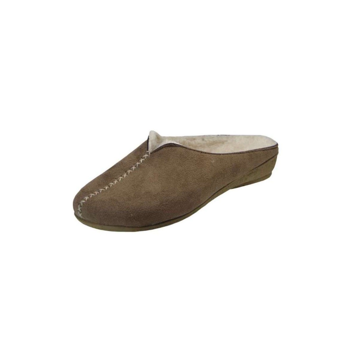 Tsimpolis Shoes K05 Γυναικεία Παντόφλα Από Γούνινο Τεχνονάμπουκ Μπέζ