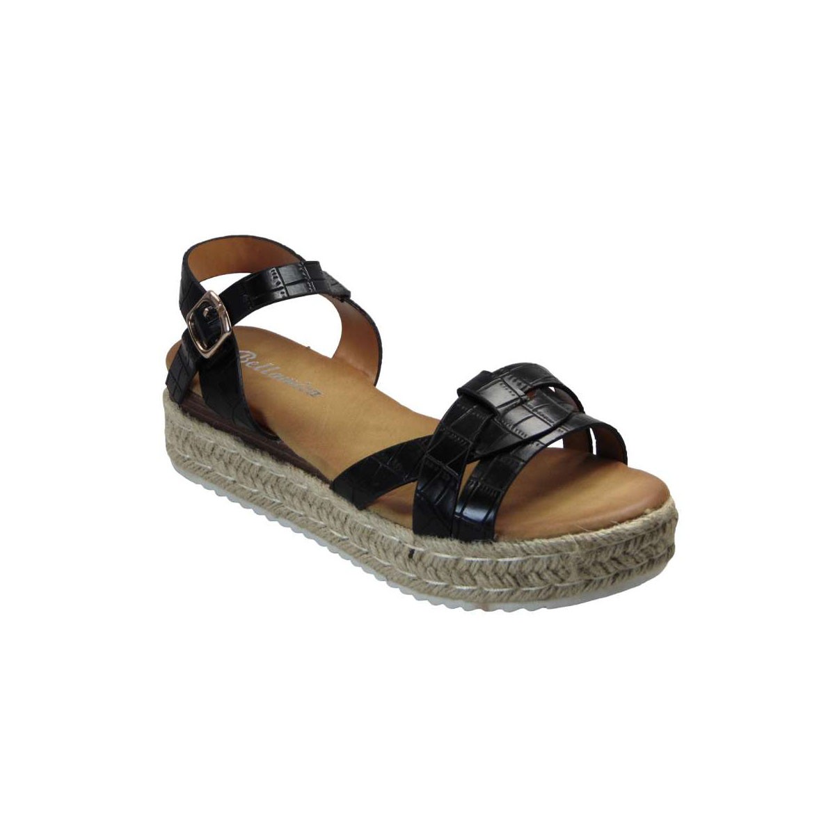Tsimpolis Shoes Η60076 Γυναικείο Πέδιλο Από Τεχνόδερμα Μαύρο