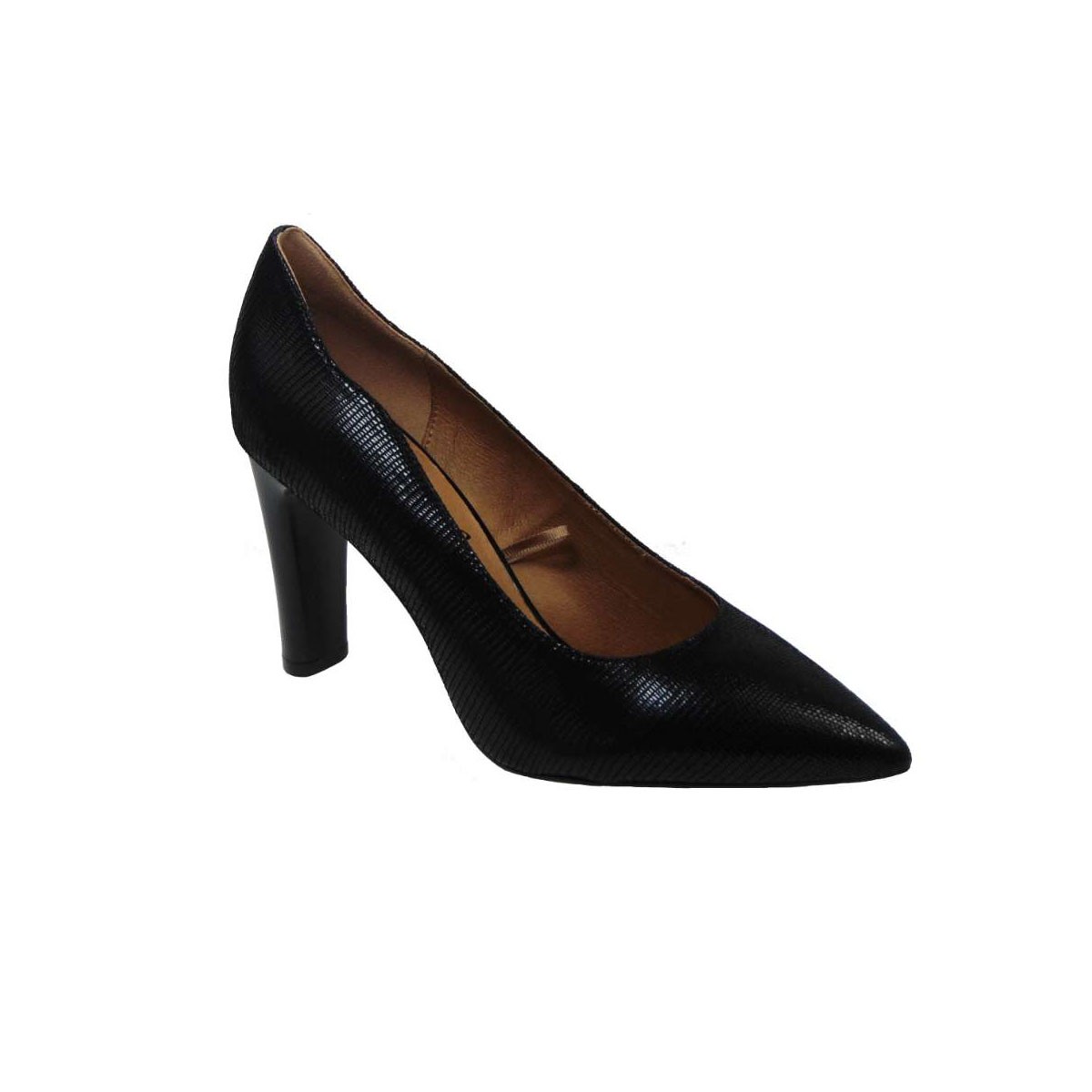 Caprice 22411-010 Ανατομική Γόβα Δερμάτινη Μαύρη (Black Reptile)