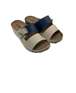 Tsimpolis Shoes TS0309-08 Γυναικεία Παντόφλα Μπεζ-Μπλε
